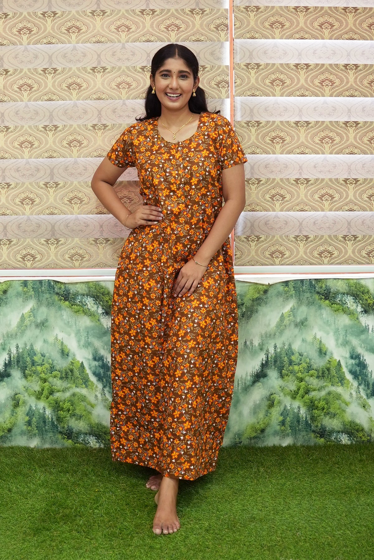 Casual Comfort Fit Cotton Printed Nighties