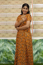 MANGAI Daily Wear Casual Comfort Fit Cotton Printed Nighties | Front Open Zipper Model | Fancy Round Neck with Side Pocket Cotton Nighties (DRN)