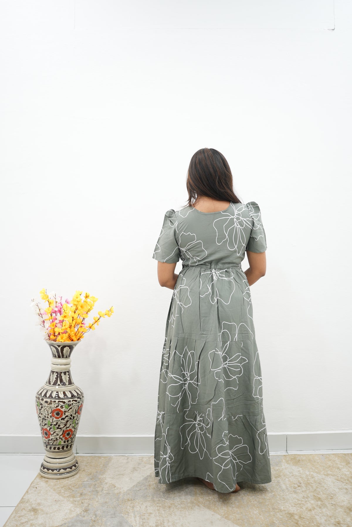 Stylish Arrivals Rayon Gathering Frock Model Night Gown's | Front Adjustable Gathering Style Rope | Puff Sleeve | Trending Collection's for Stylish Women's (FKG)