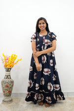 MANGAI Rayon Frock Nighties | Front Open Lengthy Zipper Comforts Feeding | Fancy Double Layered Sleeve's | Post & Pre Pregnancy's and Casual Wear | Side Pocket |Versatile Rayon Frock Night Gown's for Stylish Women's (RFF)