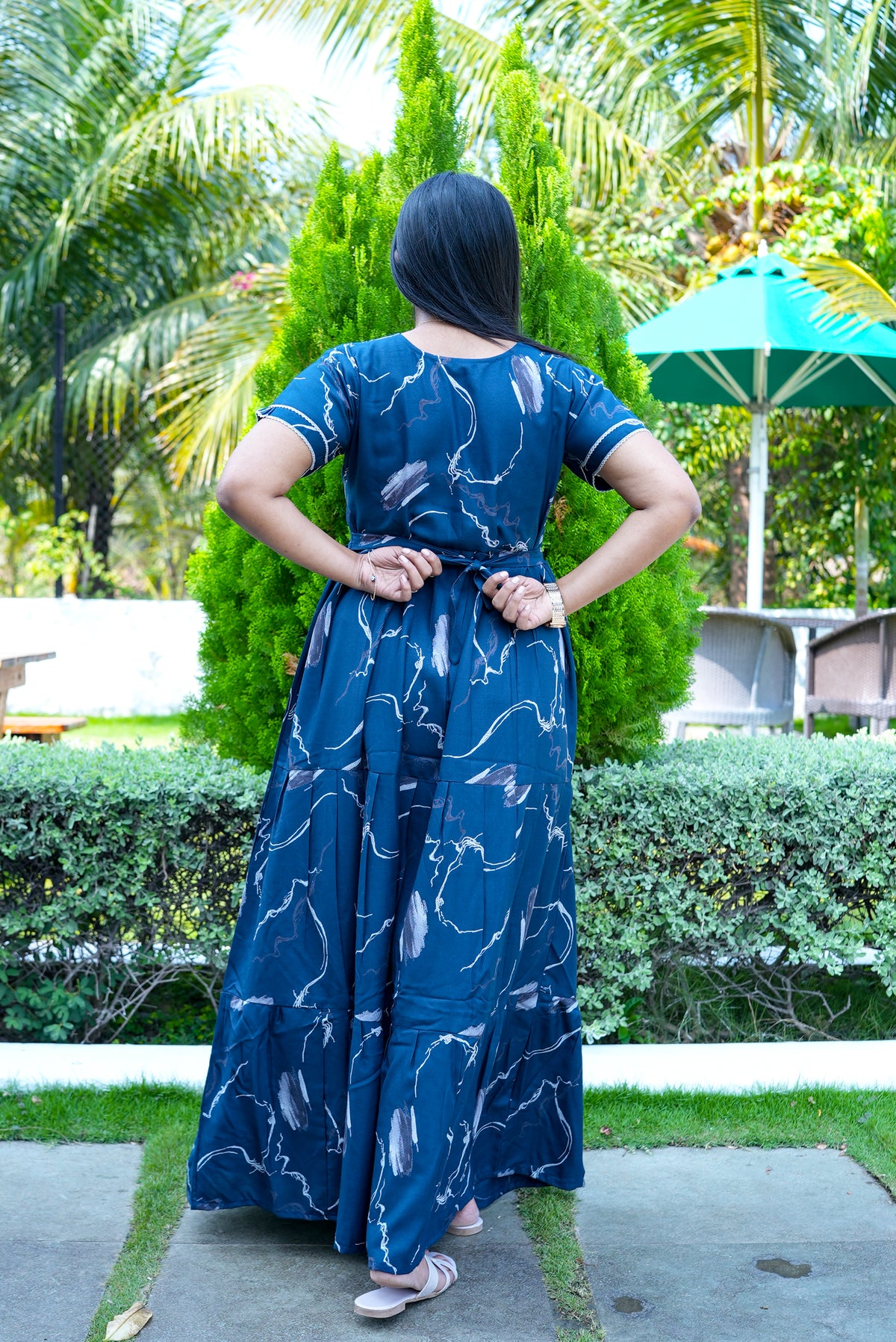 Stylish Alpine 3 Layer Frock Model Nighties| Fancy Sleeves & Neck Pattern| Side Pocket with Back Tie Rope | Perfect Nightwear Trendy Women's (AFK)