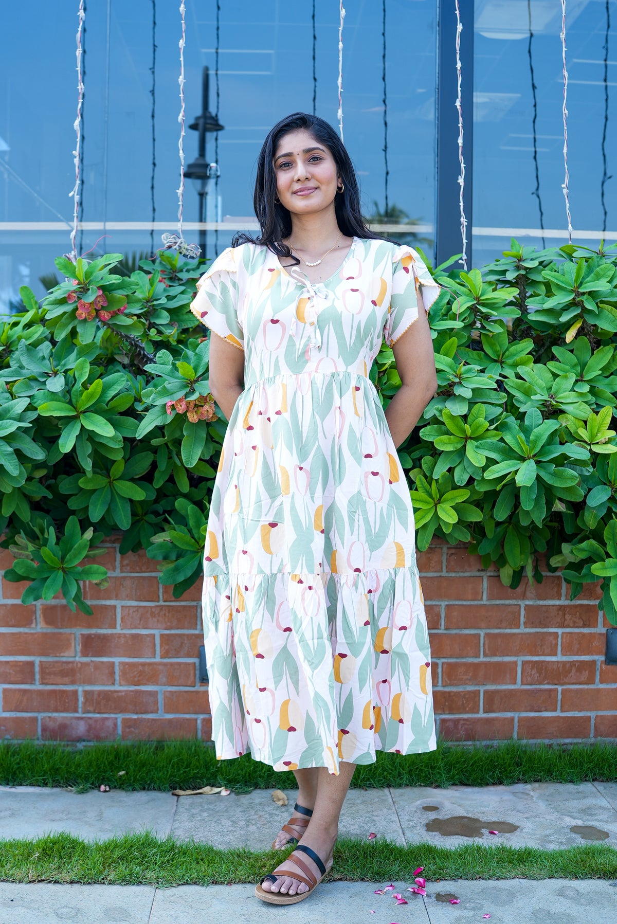 Imported Rayon MAXI FROCK Model Nighties | Fancy Petal Sleeve | Fancy Neck & Side Pocket | Pleated Frock MAXI Style | Trendy Collection's for Stylish Women & Teenage Girl (IRM)