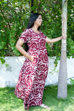 Stylish Alpine 3 Layer Frock Model Nighties| Fancy Sleeves & Neck Pattern| Side Pocket with Back Tie Rope | Perfect Nightwear Trendy Women's (AFK)