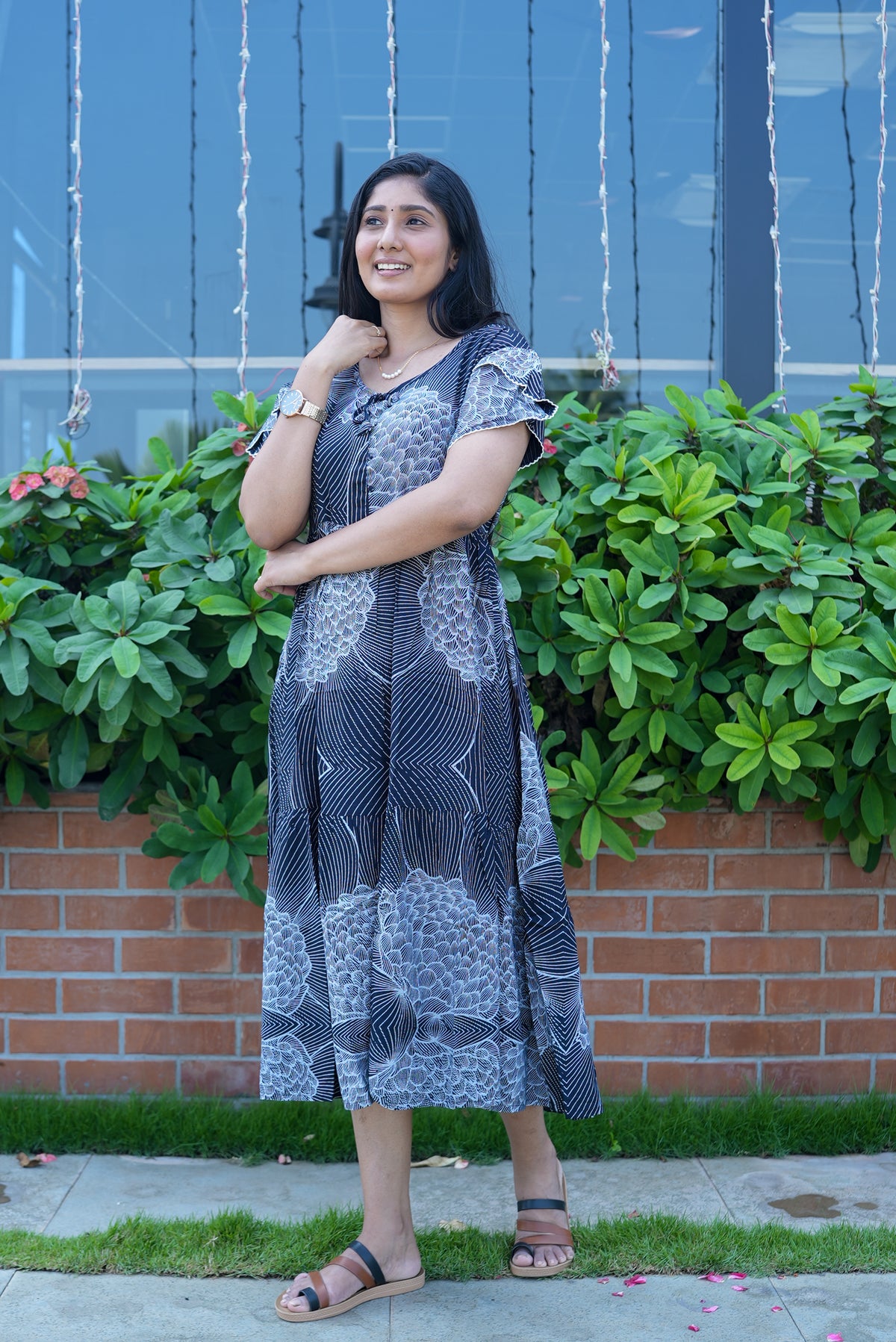 Rayon MAXI FROCK Model Nighties | Fancy Petal Sleeve | Fancy Neck & Side Pocket | Pleated Frock MAXI Style | Trendy Collection's for Stylish Women & Teenage Girl (FSF)