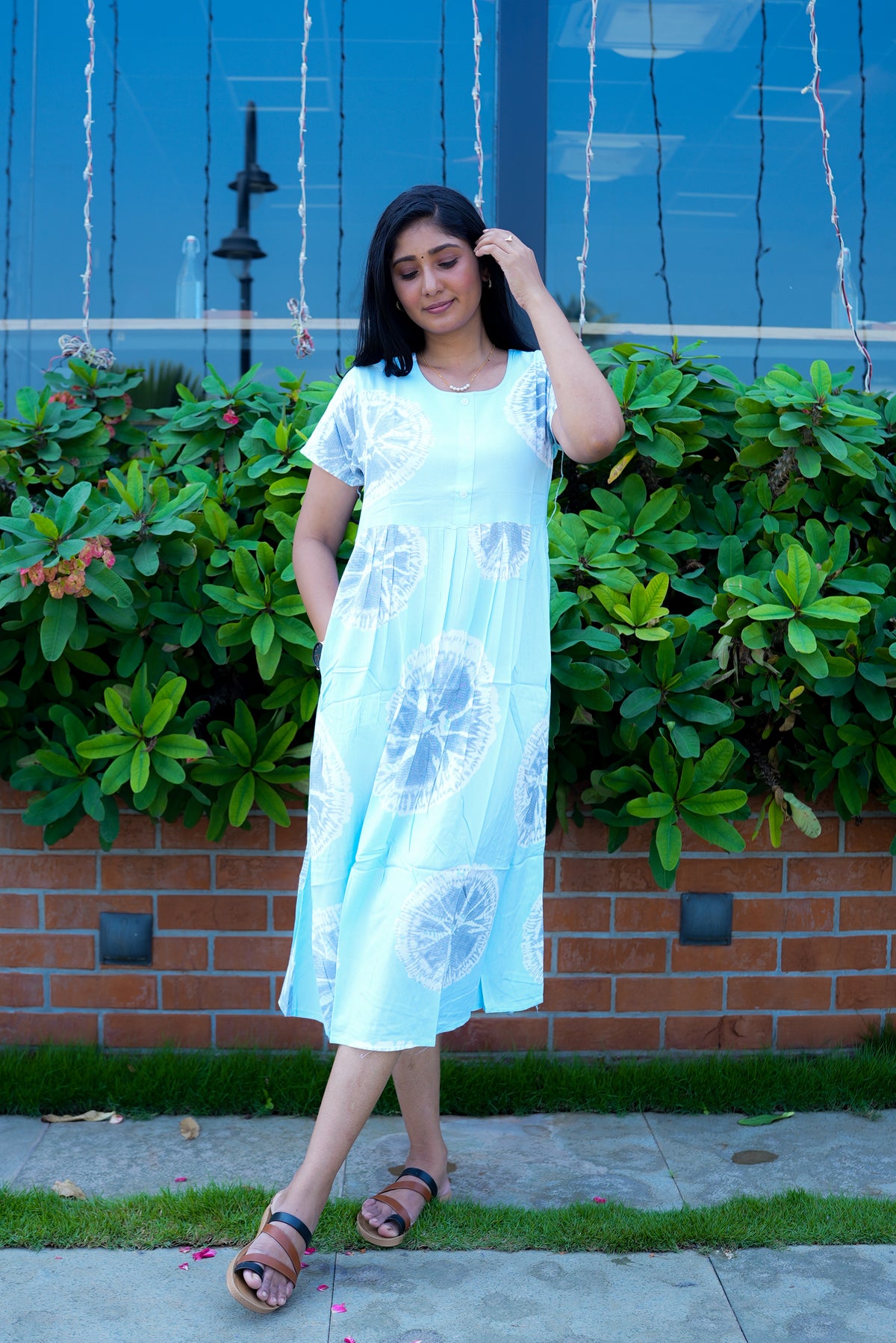 Rayon MAXI FROCK Model Nighties | Round Neck & Side Pocket | Pleated Frock MAXI Style | Trendy Collection's for Stylish Women & Teenage Girl (FRH)