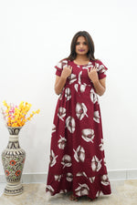 MANGAI Rayon Frock Nighties | Front Open Lengthy Zipper Comforts Feeding | Fancy Double Layered Sleeve's | Post & Pre Pregnancy's and Casual Wear | Side Pocket |Versatile Rayon Frock Night Gown's for Stylish Women's (RFF)