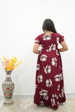 MANGAI Rayon Frock Nighties | Front Open Lengthy Zipper Comforts Feeding | Fancy Double Layered Sleeve's | Post & Pre Pregnancy's and Casual Wear | Side Pocket |Versatile Rayon Frock Night Gown's for Stylish Women's (RFF)