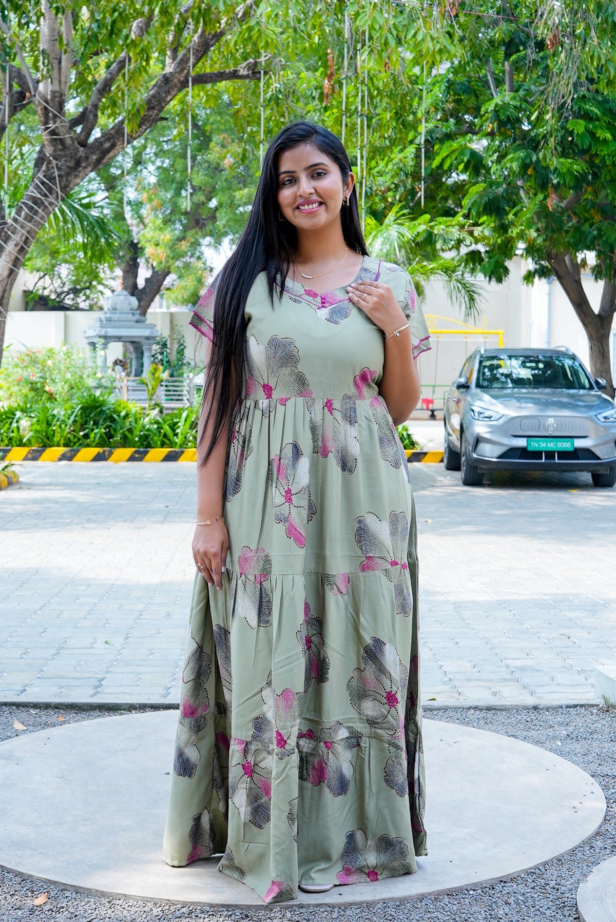 Stylish Alpine 3 Layer Frock Model Nighties| Fancy Sleeves & Neck Pattern| Side Pocket with Back Tie Rope | Perfect Nightwear Trendy Women's (AFK)