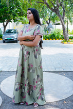 Stylish Alpine 3 Layer Frock Model Nighties| Fancy Sleeves & Neck Pattern| Side Pocket with Back Tie Rope | Perfect Nightwear Trendy Women's (AFK)