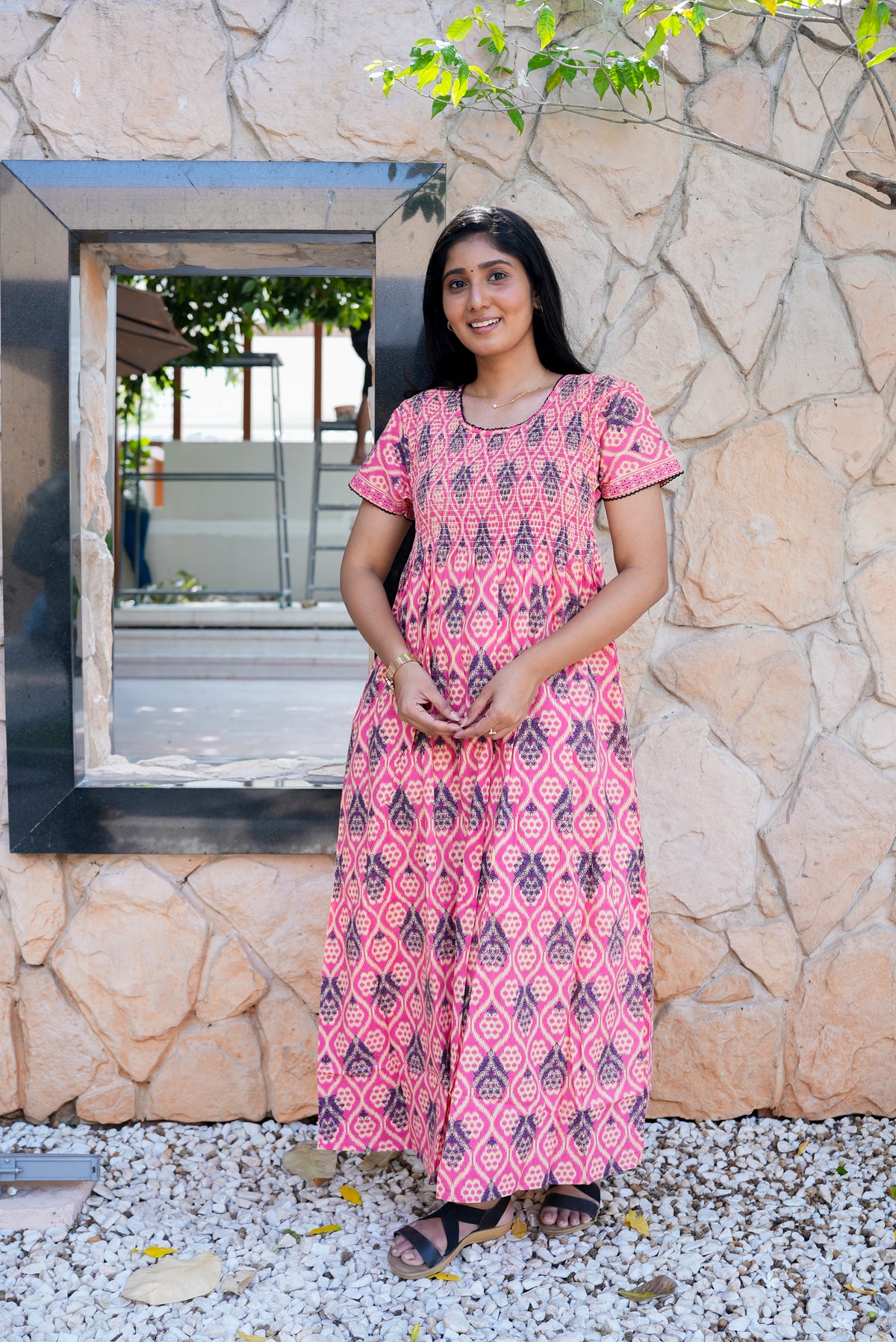 Soft Cotton Stretchable Smocking Nighties for New Arrivals | Daily Comforts & Light Weighted Elastic Nighties| Smocking Nightgown for Trendy Women's (SCT)