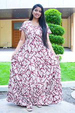 Stylish Alpine 3 Layer Frock Model Nighties| Fancy Sleeves & Neck Pattern| Side Pocket with Back Tie Rope | Perfect Nightwear Trendy Women's (AFK)