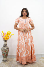 MANGAI Rayon Frock Nighties | Front Open Lengthy Zipper Comforts Feeding | Fancy Double Layered Sleeve's | Post & Pre Pregnancy's and Casual Wear | Side Pocket |Versatile Rayon Frock Night Gown's for Stylish Women's (RFF)