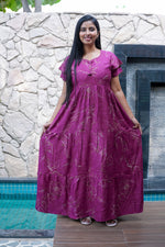 Stylish Alpine 3 Layer Frock Model Nighties| Fancy Sleeves & Neck Pattern| Side Pocket with Back Tie Rope | Perfect Nightwear Trendy Women's (AFK)