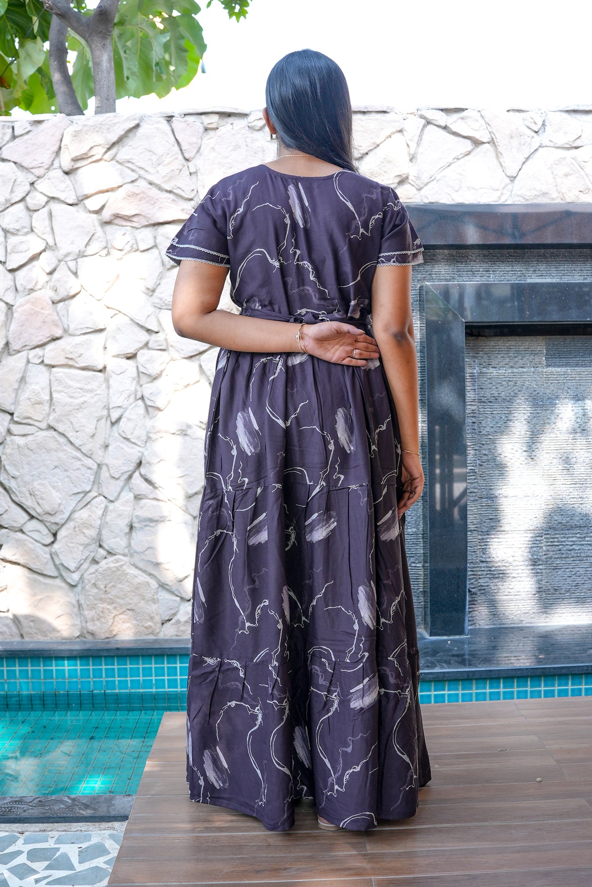 Stylish Alpine 3 Layer Frock Model Nighties| Fancy Sleeves & Neck Pattern| Side Pocket with Back Tie Rope | Perfect Nightwear Trendy Women's (AFK)