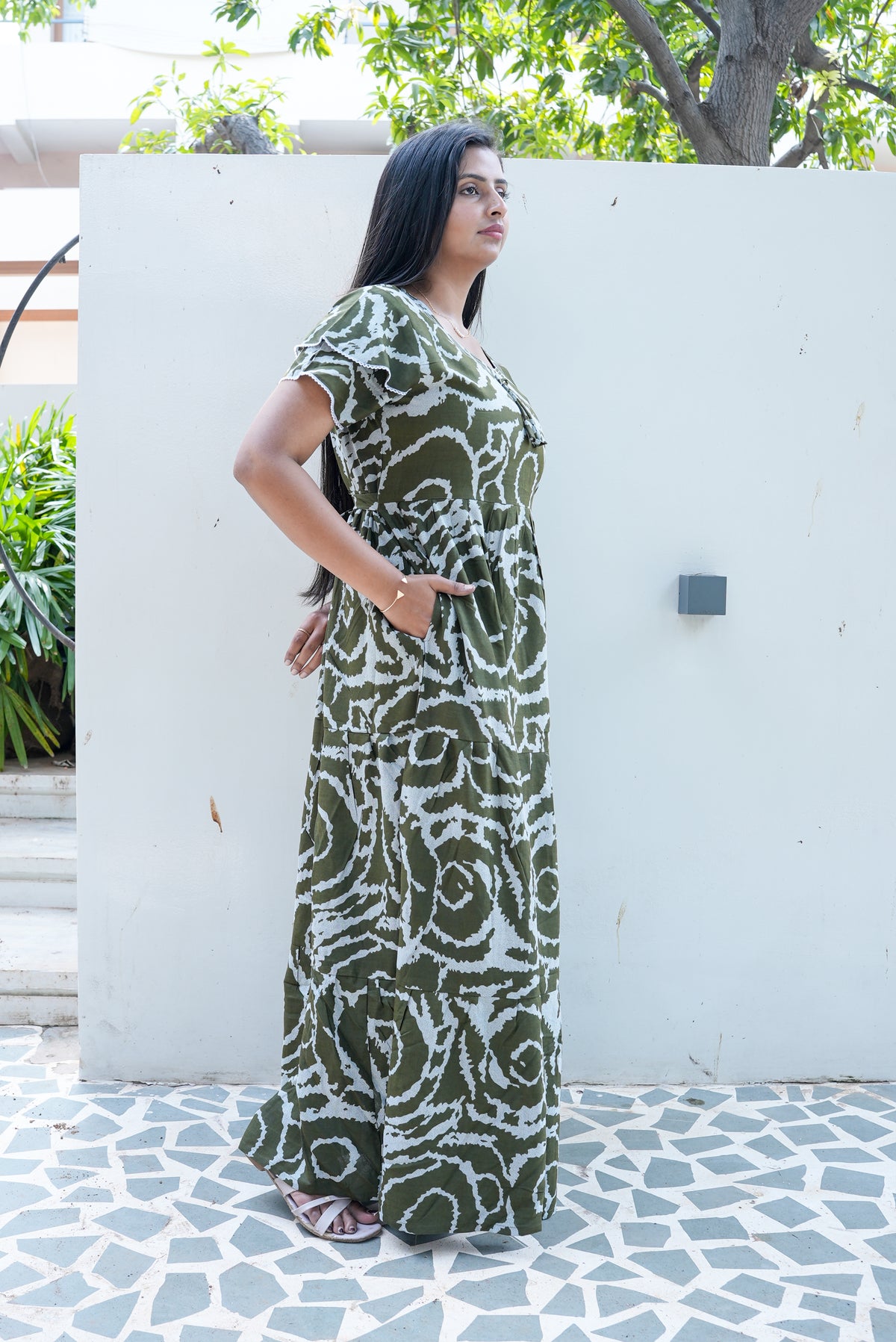 Stylish Alpine 3 Layer Frock Model Nighties| Fancy Sleeves & Neck Pattern| Side Pocket with Back Tie Rope | Perfect Nightwear Trendy Women's (AFK)