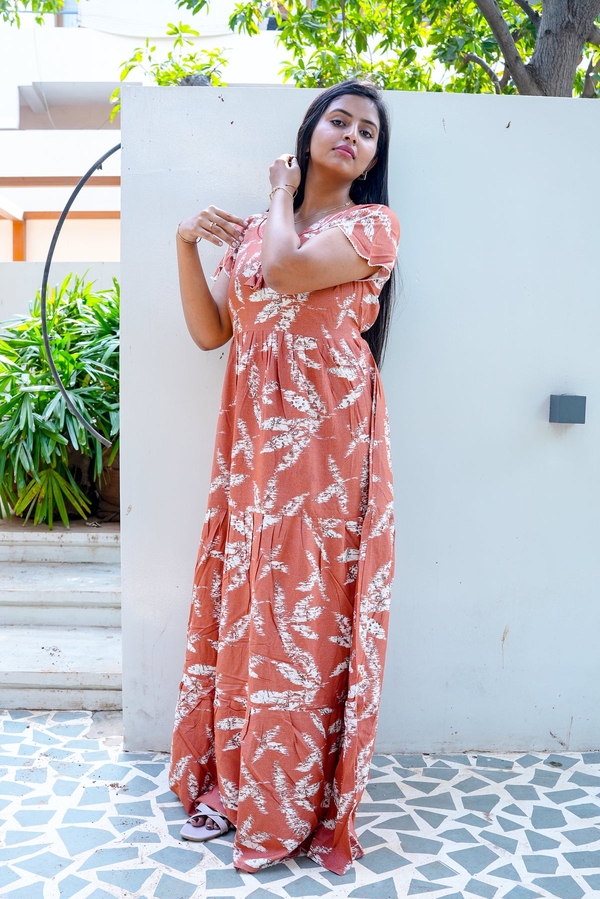 Stylish Alpine 3 Layer Frock Model Nighties| Fancy Sleeves & Neck Pattern| Side Pocket with Back Tie Rope | Perfect Nightwear Trendy Women's (AFK)