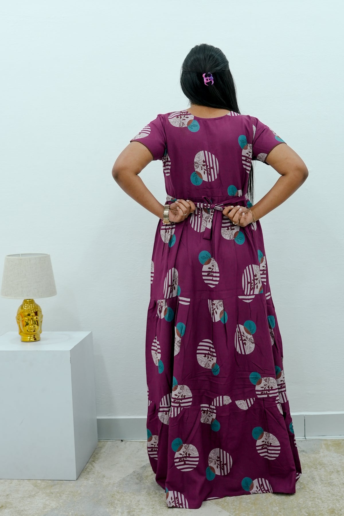 Stylish Alpine 3 Layer Frock Model Nighties| Fancy Sleeves & Neck Pattern| Side Pocket with Back Tie Rope | Perfect Nightwear Trendy Women's (AFK)