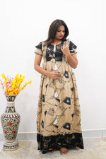 MANGAI Rayon Frock Nighties | Front Open Lengthy Zipper Comforts Feeding | Fancy Double Layered Sleeve's | Post & Pre Pregnancy's and Casual Wear | Side Pocket |Versatile Rayon Frock Night Gown's for Stylish Women's (RFF)