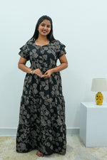 Stylish Alpine 3 Layer Frock Model Nighties| Fancy Sleeves & Neck Pattern| Side Pocket with Back Tie Rope | Perfect Nightwear Trendy Women's (AFK)