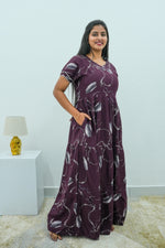 Stylish Alpine 3 Layer Frock Model Nighties| Fancy Sleeves & Neck Pattern| Side Pocket with Back Tie Rope | Perfect Nightwear Trendy Women's (AFK)