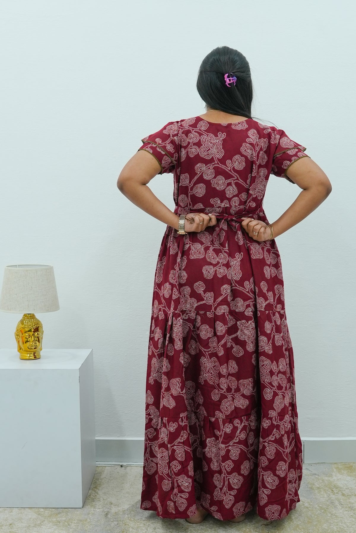 Stylish Alpine 3 Layer Frock Model Nighties| Fancy Sleeves & Neck Pattern| Side Pocket with Back Tie Rope | Perfect Nightwear Trendy Women's (AFK)