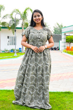 Stylish Alpine 3 Layer Frock Model Nighties| Fancy Sleeves & Neck Pattern| Side Pocket with Back Tie Rope | Perfect Nightwear Trendy Women's (AFK)