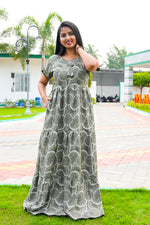 Stylish Alpine 3 Layer Frock Model Nighties| Fancy Sleeves & Neck Pattern| Side Pocket with Back Tie Rope | Perfect Nightwear Trendy Women's (AFK)