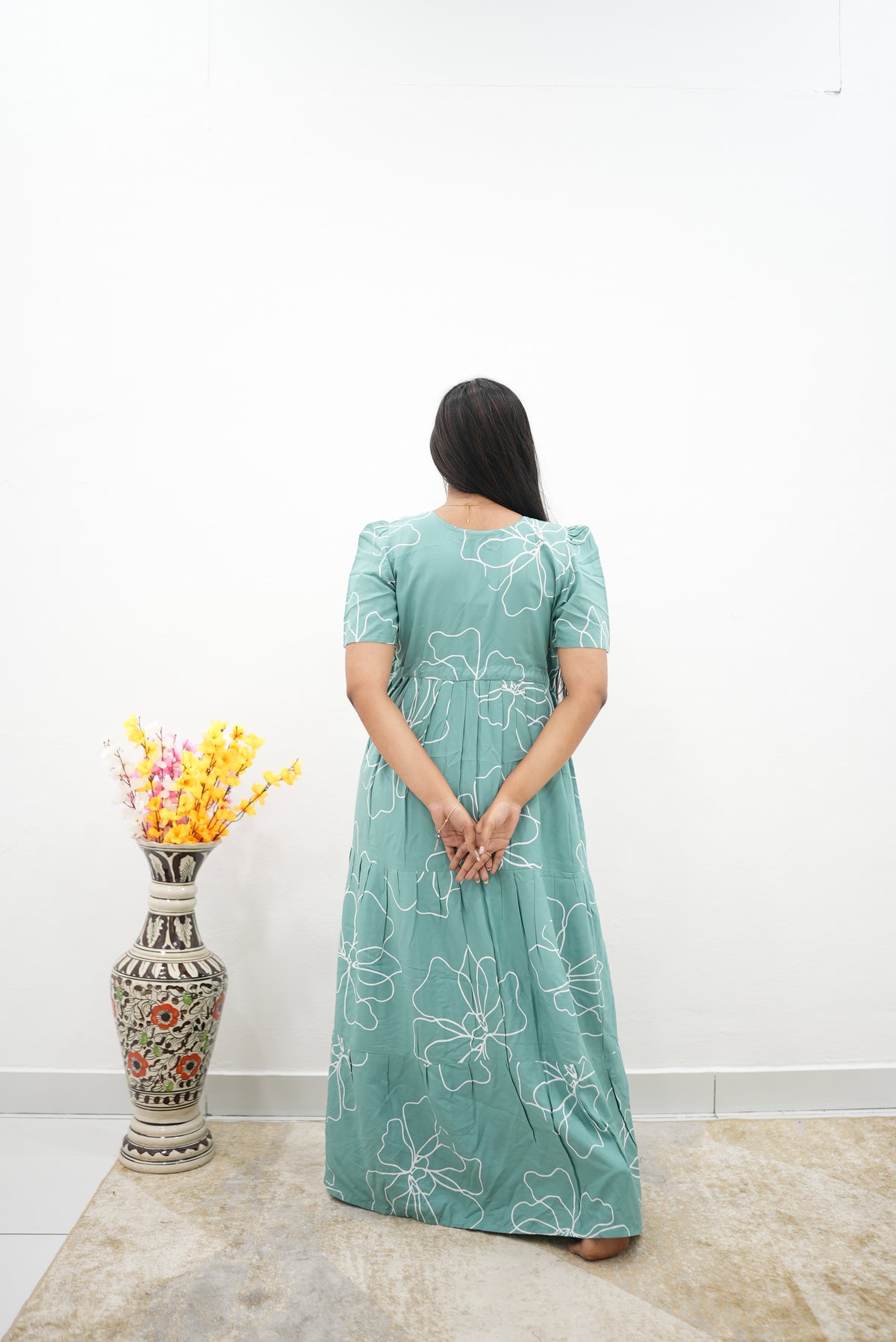Stylish Arrivals Rayon Gathering Frock Model Night Gown's | Front Adjustable Gathering Style Rope | Puff Sleeve | Trending Collection's for Stylish Women's (FKG)