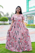 Stylish Alpine 3 Layer Frock Model Nighties| Fancy Sleeves & Neck Pattern| Side Pocket with Back Tie Rope | Perfect Nightwear Trendy Women's (AFK)