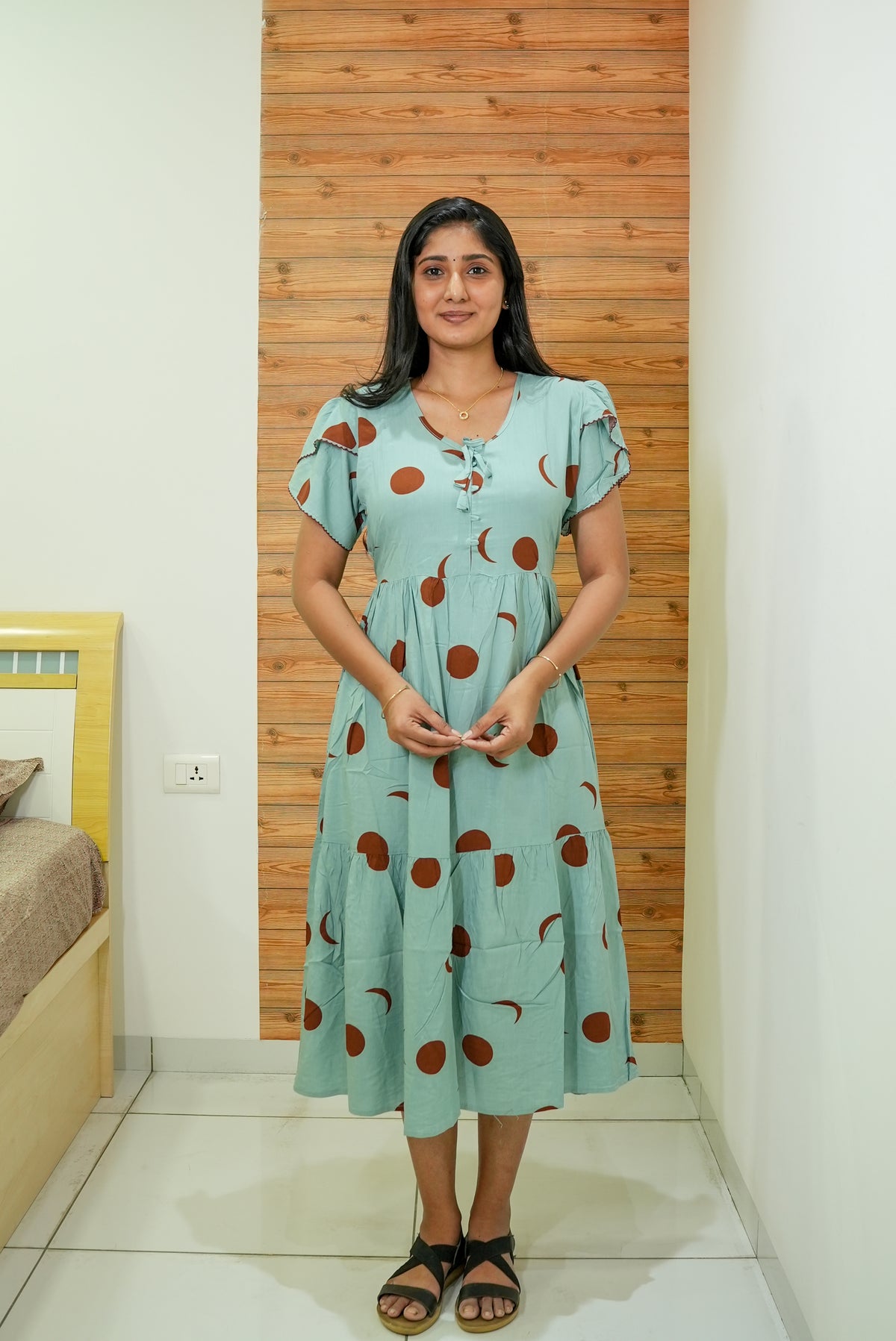 Imported Rayon MAXI FROCK Model Nighties | Fancy Petal Sleeve | Fancy Neck & Side Pocket | Pleated Frock MAXI Style | Trendy Collection's for Stylish Women & Teenage Girl (IRM)