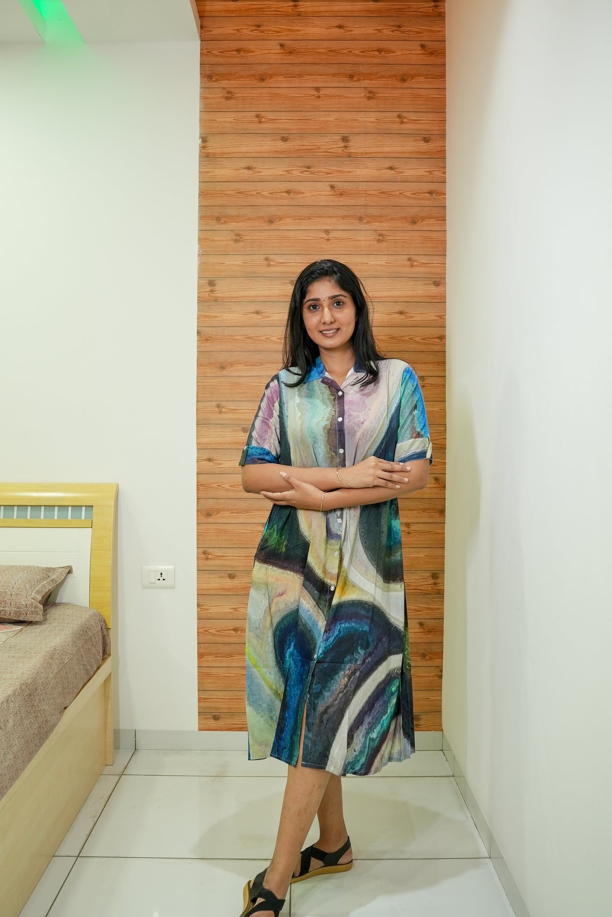 MANGAI Premium Rayon Collar MAXI Nighty for Women | Long Sleeve Stylish Nightwear for Women and Teenager | Perfect Stylish Nightwear (MCM)