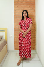 MANGAI Daily Wear Casual Comfort Fit Cotton Printed Nighties | Front open Zipper Model| Slit Open & Neck Collar Comfort Fit Daily Wear Nighties (DRN)