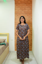 MANGAI Daily Wear Casual Comfort Fit Cotton Printed Nighties | Zipper Model with Slit Open | New Arrival's your Perfect Nightwear Companion (DRN)