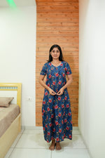 MANGAI Daily Wear Casual Comfort Fit Cotton Printed Nighties | Zipless Model| Slit Open Comfort Fit Daily Wear Nighties (DRN)