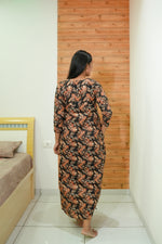 MANGAI Premium Cotton Printed Regular Comfort Long Sleeve Model Size Nighties - Fancy Neck | With Side Pocket |Shrinkage Free Nighties | Trendy Collection's for Stylish Women's (TFS)