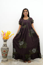 MANGAI Rayon Frock Nighties | Front Open Lengthy Zipper Comforts Feeding | Fancy Double Layered Sleeve's | Post & Pre Pregnancy's and Casual Wear | Side Pocket |Versatile Rayon Frock Night Gown's for Stylish Women's (RFF)