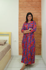 MANGAI Premium Cotton Printed Regular Comfort Long Sleeve Model Size Nighties - Fancy Neck | With Side Pocket |Shrinkage Free Nighties | Trendy Collection's for Stylish Women's (TFS)