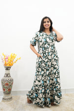 Mangai 3 Layer Flared Frock Model Nighties Soft and Smooth Premium Quality Rayon Material , Fancy Frilled Sleeve, Side Pocket , Back tie Rope , Stylish Collection's for Trendy Women's (MRK)