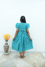 Teal Leaf Premium Cotton Maternity Maxi – Dual Invisible Zipper Nursing Dress with Romantic Puff Sleeves & V-Neckline Casual & Maternity MAXI Frock
