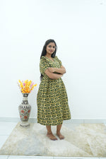 Olive & Ochre Mandala Maternity Maxi Frock – Invisible Dual Feeding Zippers with V-Neck & Soft Premium Cotton