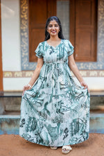 Stylish Arrivals Rayon Gathering Frock Model Night Gown's | Front Adjustable Gathering Style Rope Rope | Double Layer Sleeve | Trending Collection's for Stylish Women's (FKG)