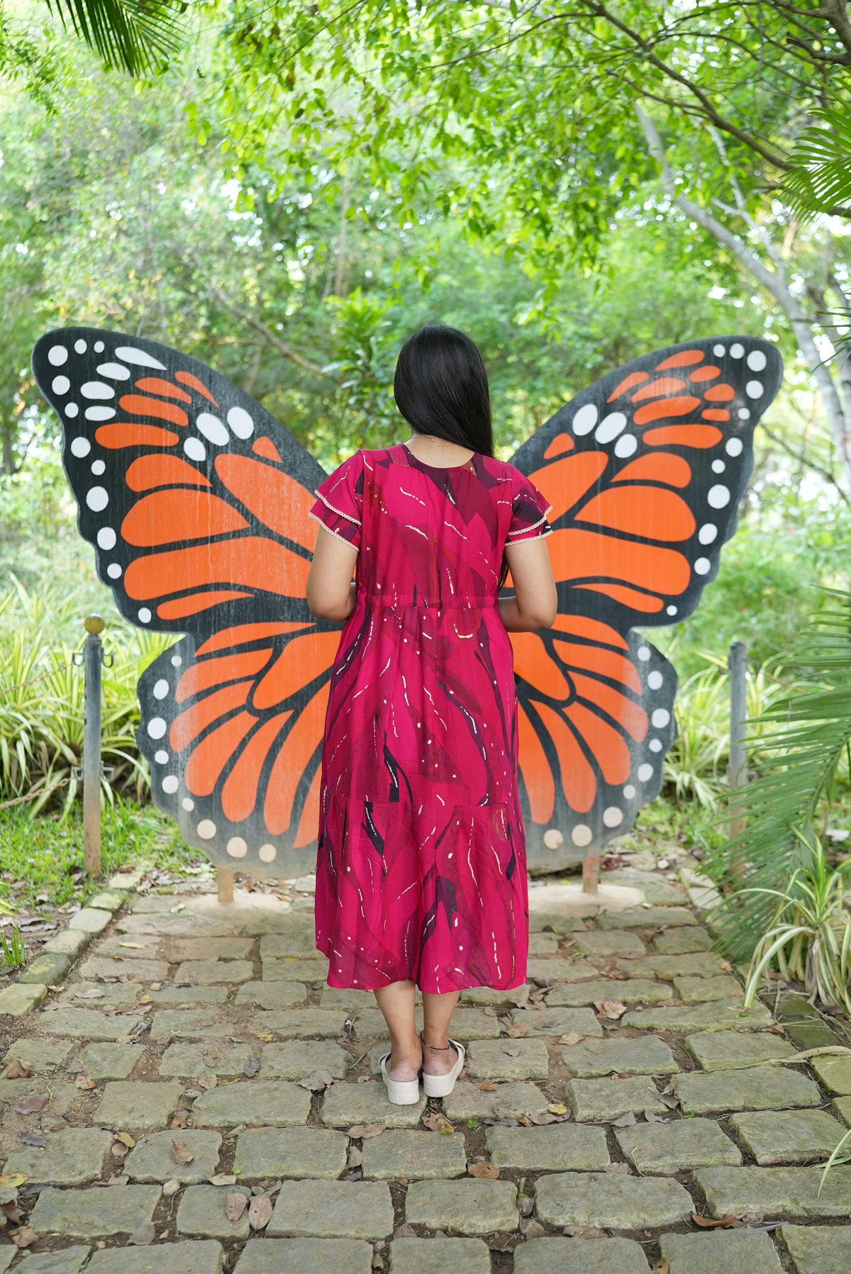 Seafoam Meadow Rayon Foil Maxi Frock – Elegant Puff Sleeve Tiered Summer Dress with Adjustable Drawstring Waist & Pockets - Drawstring Maxi Frock