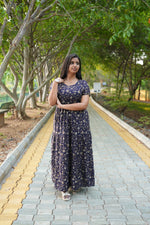 Burgundy Vine Premium Alpine 3-Layer Maxi Frock – Designer Double Layer Butterfly Sleeves with Elegant Square Neck & Adjustable Back Tie