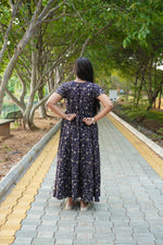Burgundy Vine Premium Alpine 3-Layer Maxi Frock – Designer Double Layer Butterfly Sleeves with Elegant Square Neck & Adjustable Back Tie