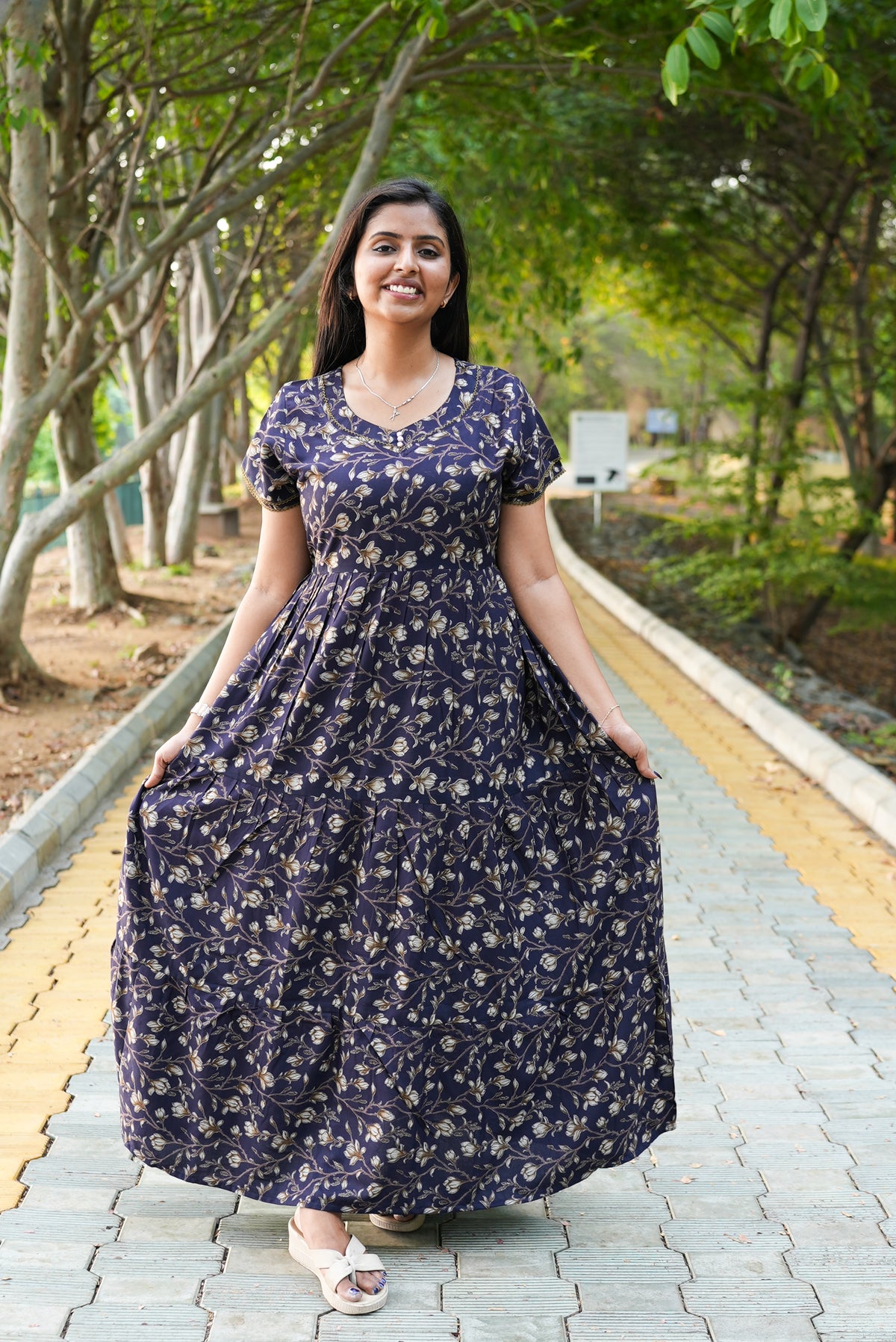Burgundy Vine Premium Alpine 3-Layer Maxi Frock – Designer Double Layer Butterfly Sleeves with Elegant Square Neck & Adjustable Back Tie