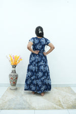 Onyx Midnight Premium Alpine 3-Layer Maxi Frock – Designer Double Layer Butterfly Sleeves with Piping V-Neck & Adjustable Back Tie