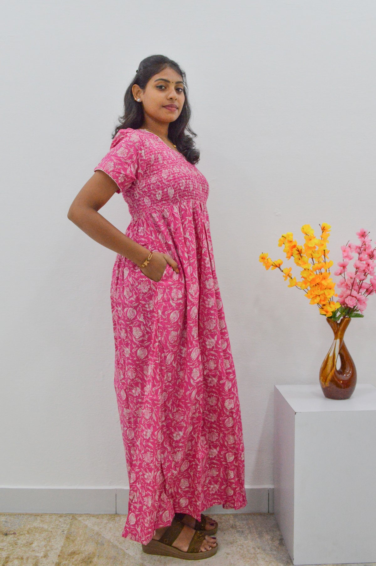 Soft Cotton Stretchable Smoking Nighties for New Arrivals | Daily Comforts & Light Weighted Elastic Nighties | Pleated Style | Casual Daily wear Nightwear for Trendy Women's (SCT)