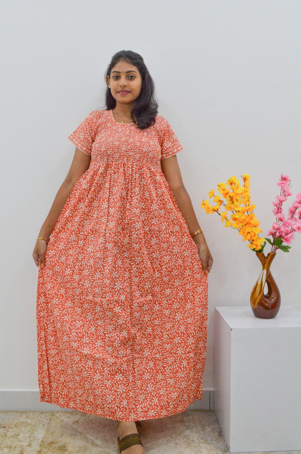 Soft Cotton Stretchable Smoking Nighties for New Arrivals | Daily Comforts & Light Weighted Elastic Nighties | Pleated Style | Casual Daily wear Nightwear for Trendy Women's (SCT)