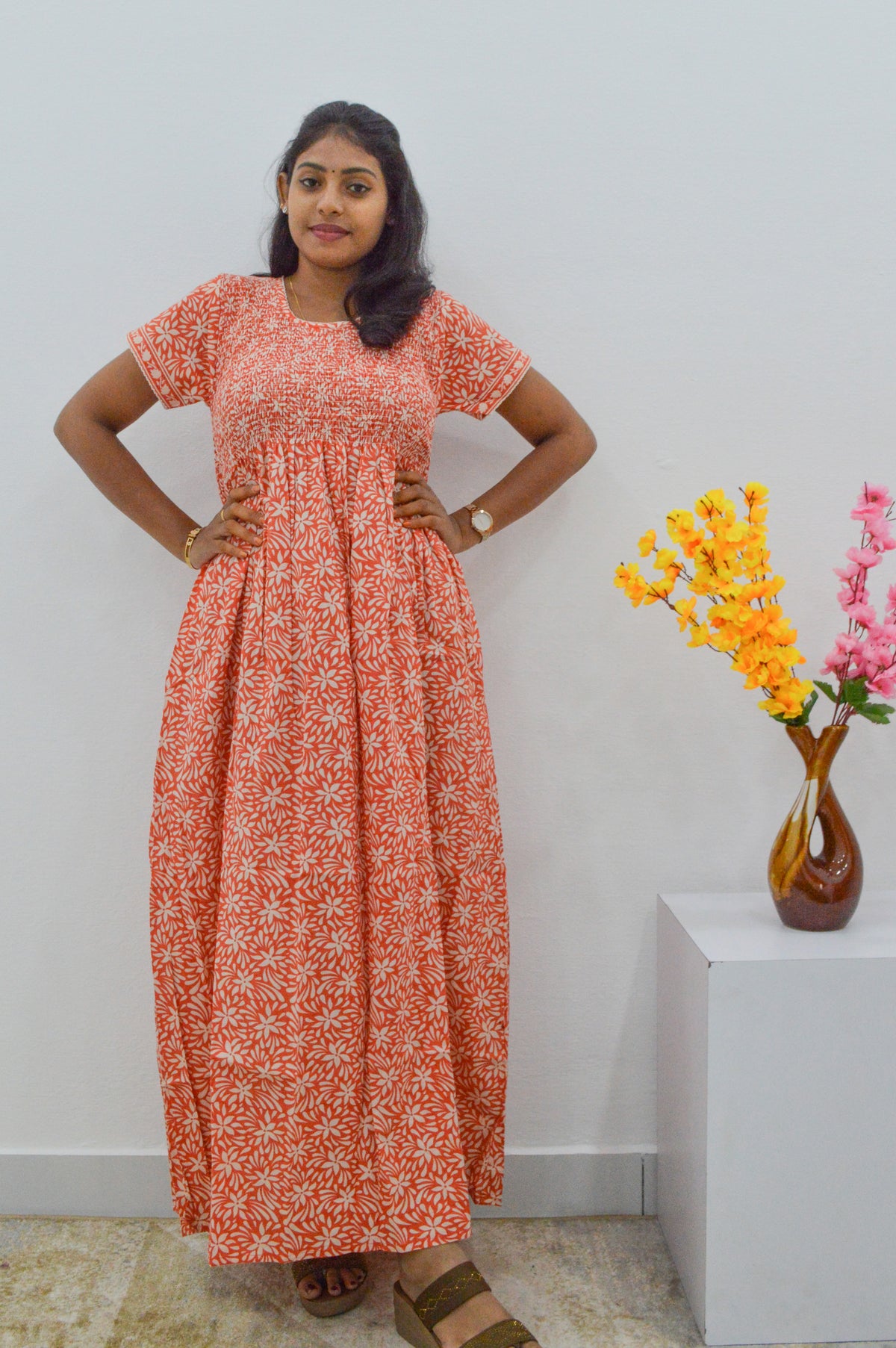 Soft Cotton Stretchable Smoking Nighties for New Arrivals | Daily Comforts & Light Weighted Elastic Nighties | Pleated Style | Casual Daily wear Nightwear for Trendy Women's (SCT)