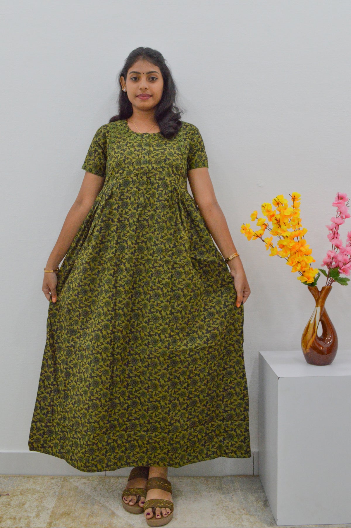 Cotton FROCK Model Casual Wear Nighties | Stylish Pleated Frock Style | Multipurpose Nighties | Pregnancy Wear | Pleated Model | Stylish Nighties for Stylish Women (MW)